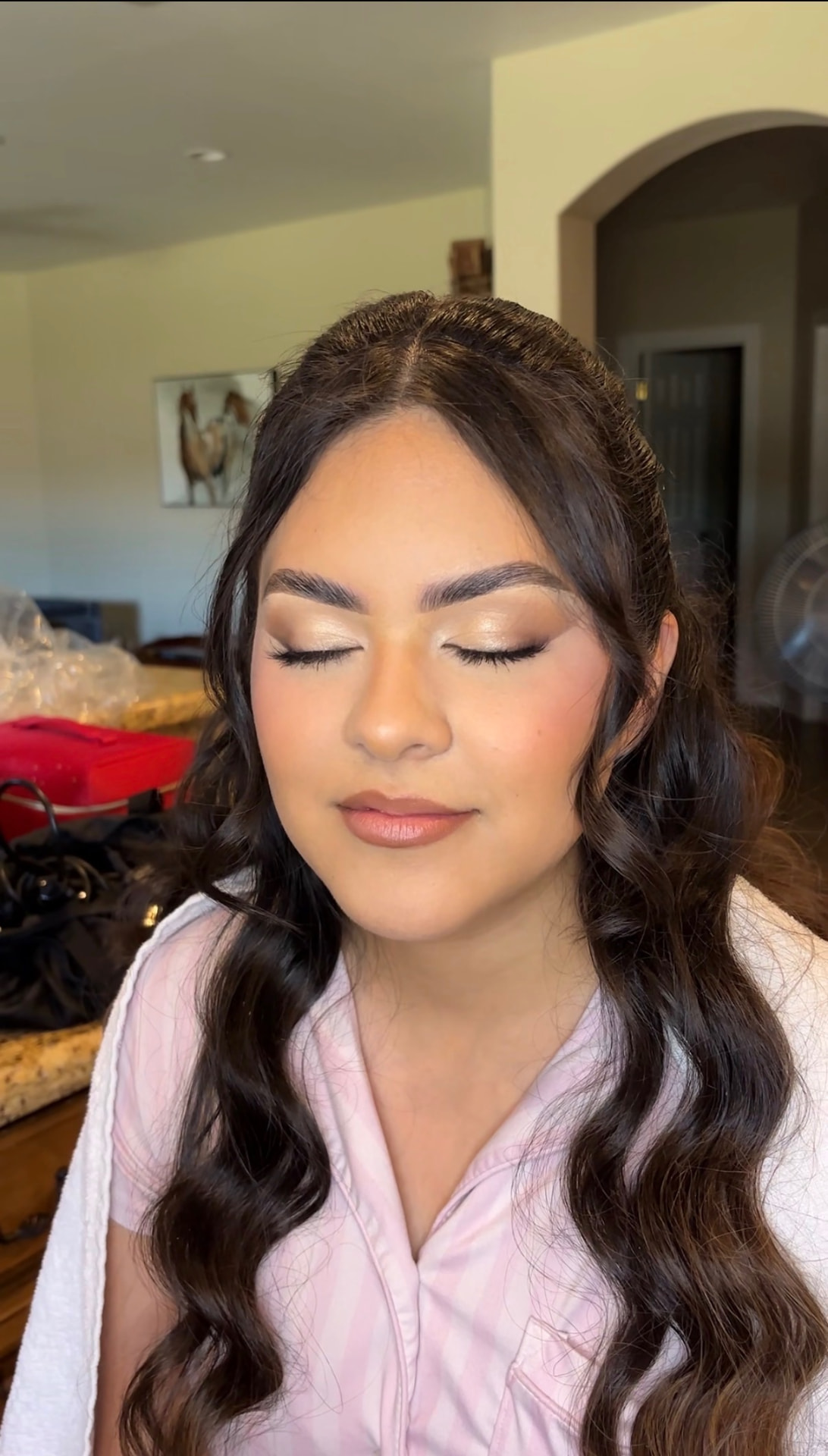 Bridal soft glam makeup with champagne shimmer eye