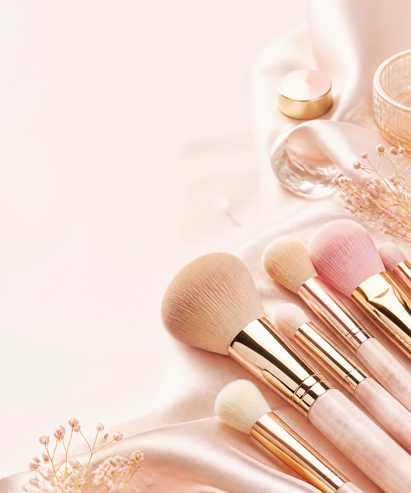 Blush silk and champagne luxury makeup artist backdrop